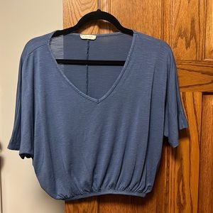 Blue cinched waist blouse